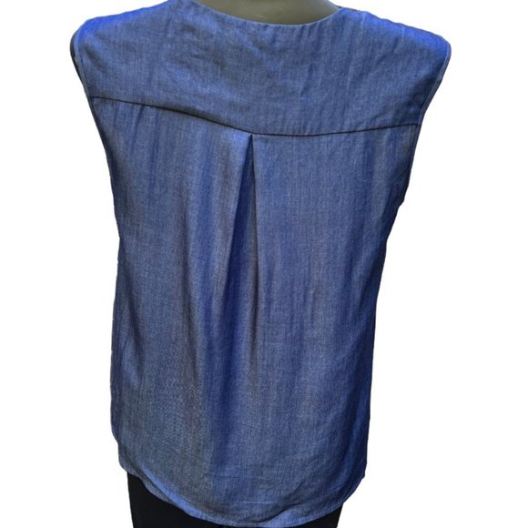 Bailey 44 Women's Top Size XS Blue V-Neck Sleeveless Faux Wrap Pullover Tencel - Picture 3 of 8